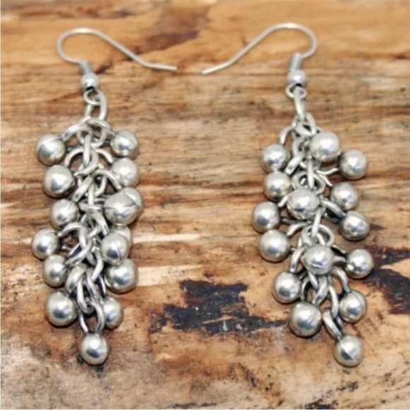 925 Sterling Silver Smooth Grape Bead Ball Earrings chandelier New - Picture 6 of 12